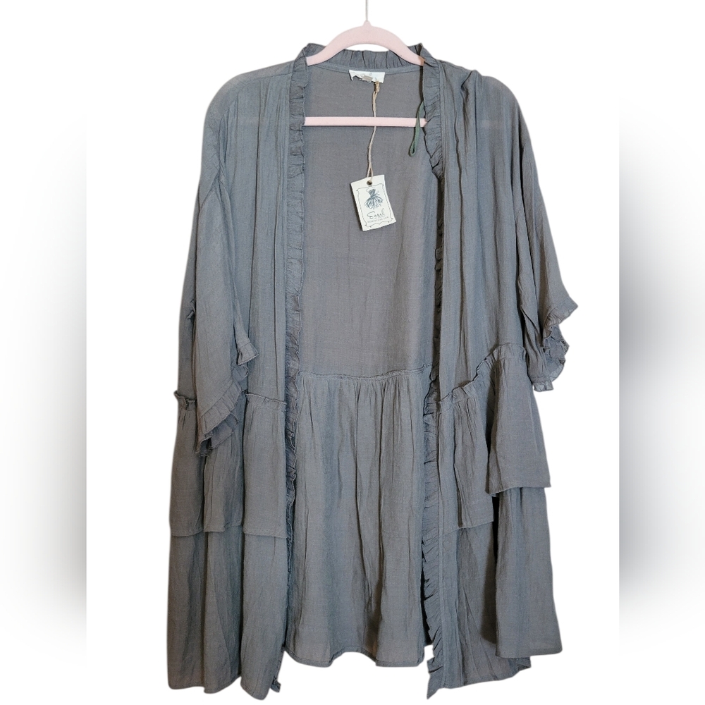 EASEL Ruffled Open Cardigan Kimono - Picture 7 of 10